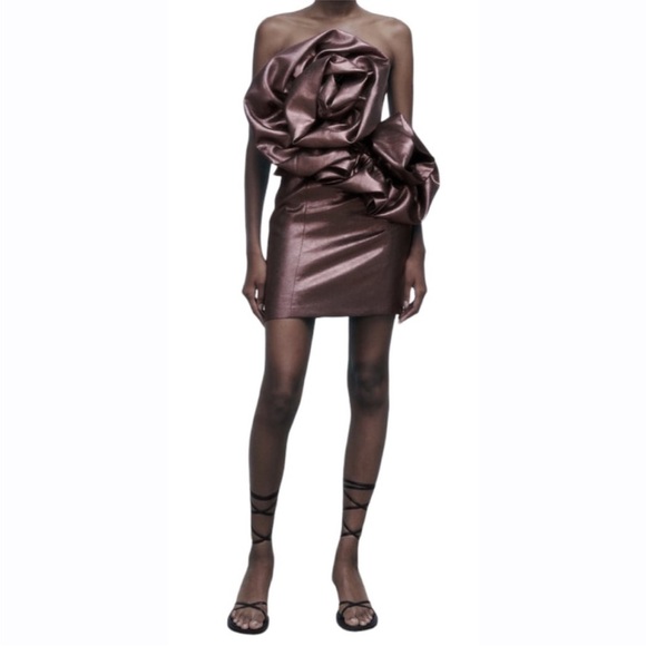 NWOT Zara Voluminous Statement Flower Dress in Pale Pink - Picture 16 of 16